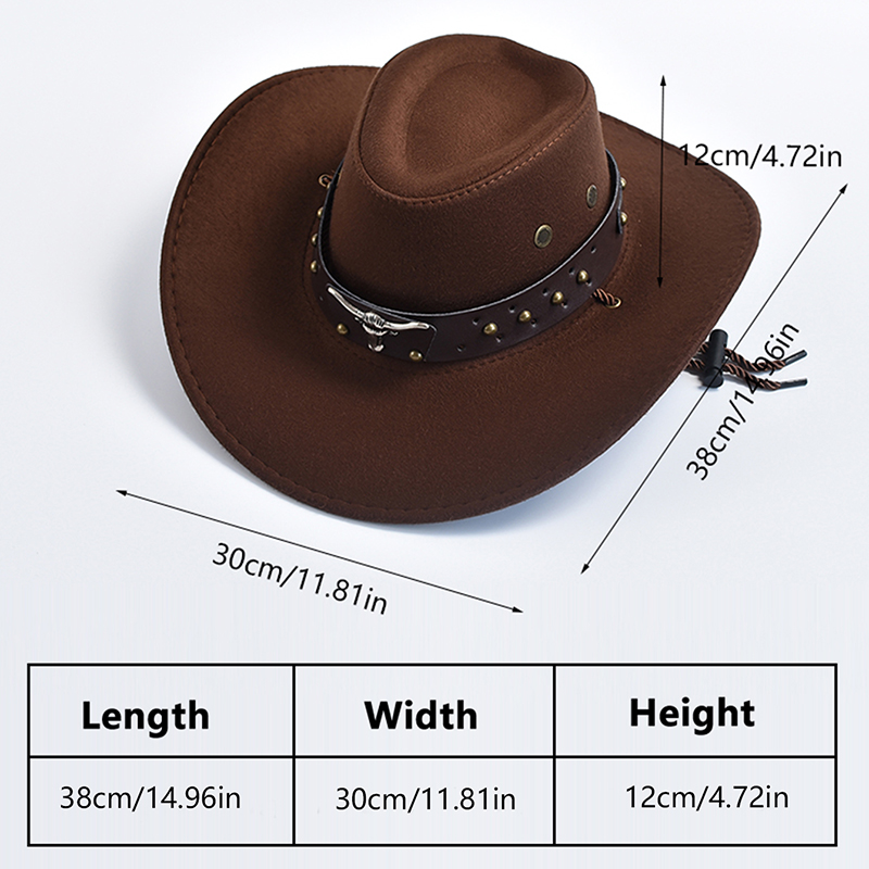 Nuevos sombreros de vaquero del oeste de gamuza Artificial, sombrero de Jazz de vaquera de caballero Vintage de borde grande, sombrero de Cosplay para de vacaciones