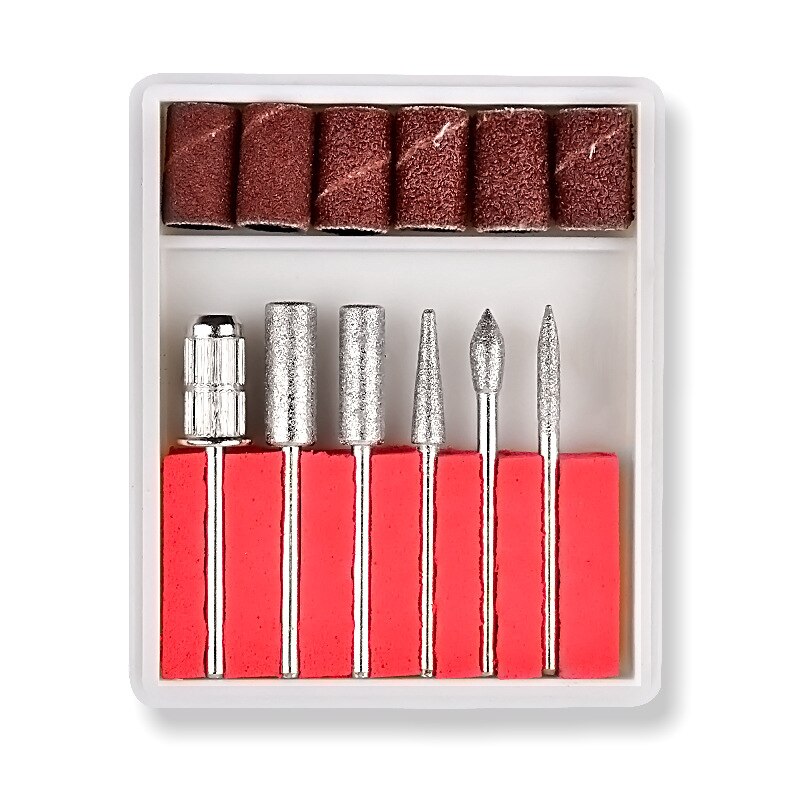Nail art mini elektrisk borr manikyr maskin borr nagel skönhet borr penna pedikyr tips fil polish form maskin för manikyr: 6 uppsättningar sandringar