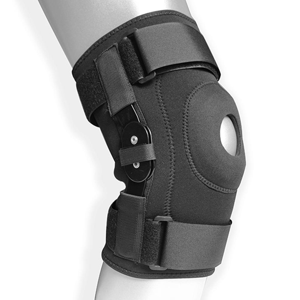 Adjustable Hinged Knee Brace Support Side Patella Stabilizers With Strap Sports Knee Protective Hinges Foot Pads Brace Wrap