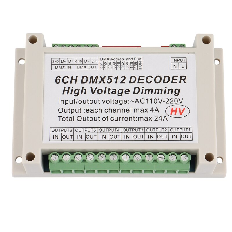 Ac110v - 220v hochvolt-dimmung 6ch dmx 512 decoder 6 kanäle dmx 4a/ ch hv decoder dimmerplatine für lampen