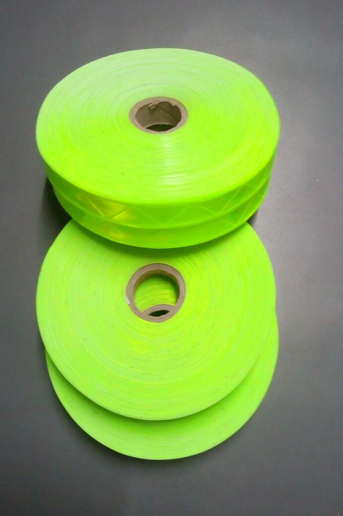 Tira de advertencia reflectante de PVC de 2,5 cm * 1M, Material auxiliar para ropa, cinta reflectante fluorescente para tráfico de carretera