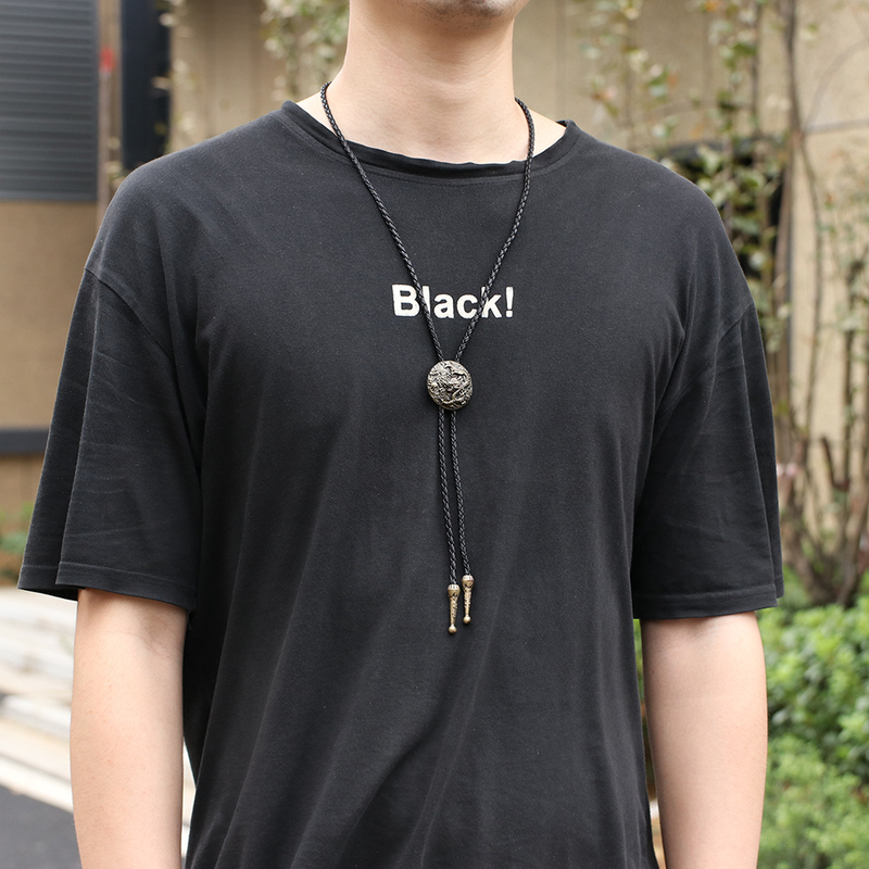BOLO TIE-Collier Dragon Chinois en Argent pour Homme et Femme, Long, Style Ethnique, Pull, Pendentif