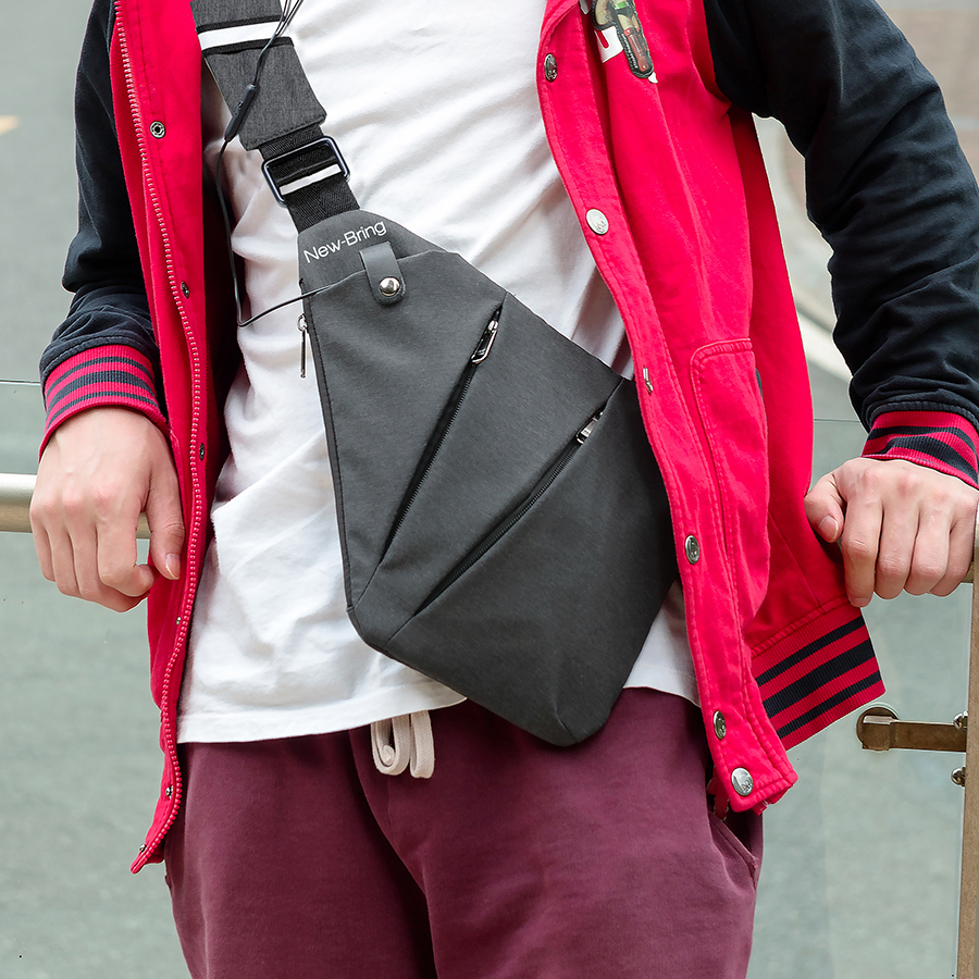 NewBring Kompakte Brust Taschen Anti Diebstahl Einzigen Schulter Taschen für Männer Wasserdichte Nylon Umhängetaschen Männlichen Bote Tasche