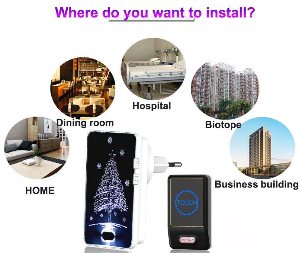 free Waterproof 28 Songs Wireless Remote Control Outdoor Transmitter 1 Indoor Receiver Door Bell Doorbells