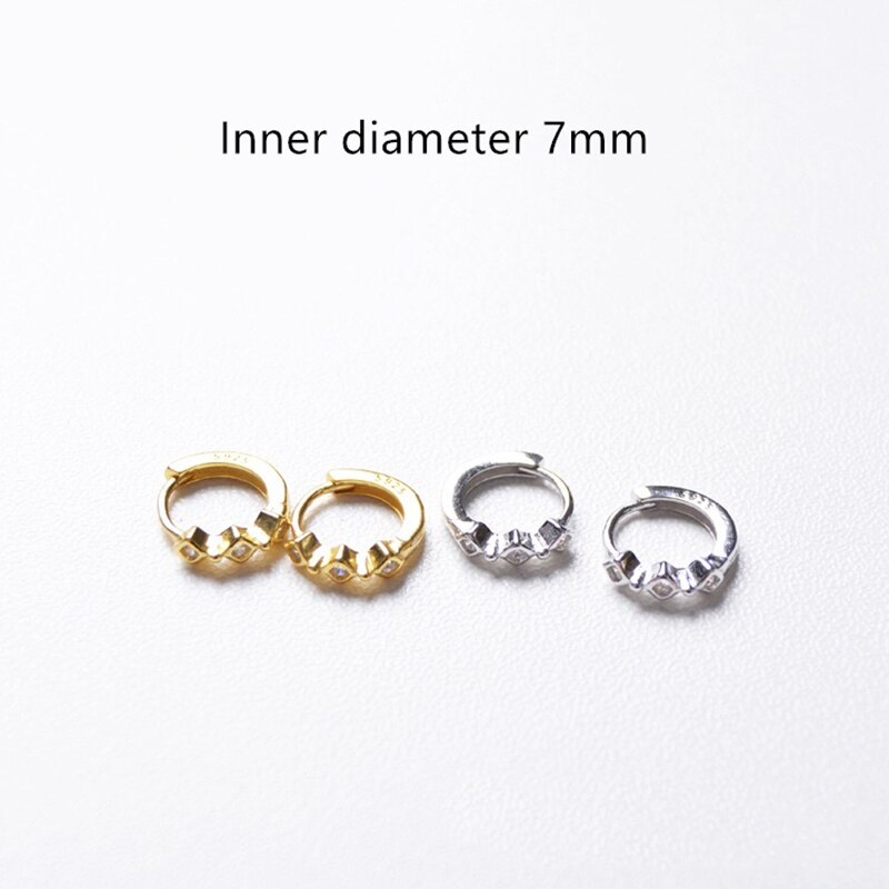 925 Sterling Silver Earring Zircon Wave Geometry Ear Ring Ear Bone Ear Buckle Mini Cute Trend Wild Boy Girl Ear Jewelry