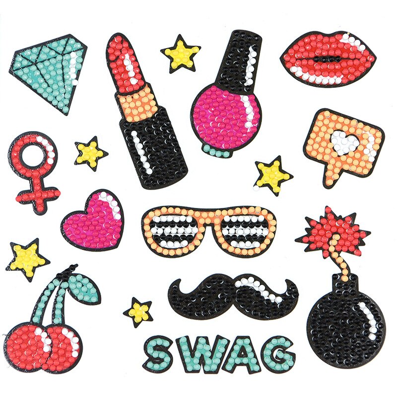 Diamond Painting Stickers Kids 5D DIY Art Craft Guitar Suitcase Sticker Painting with Diamonds by Number for Children Decoration: style5