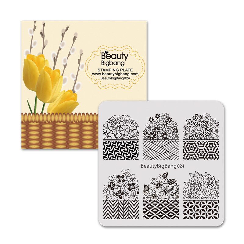 BeautyBigBang Stamping Plates for nails Flower butterfly Theme Nail stamping Plates Template Rectangle Nail Art Stencils XL-068: F24