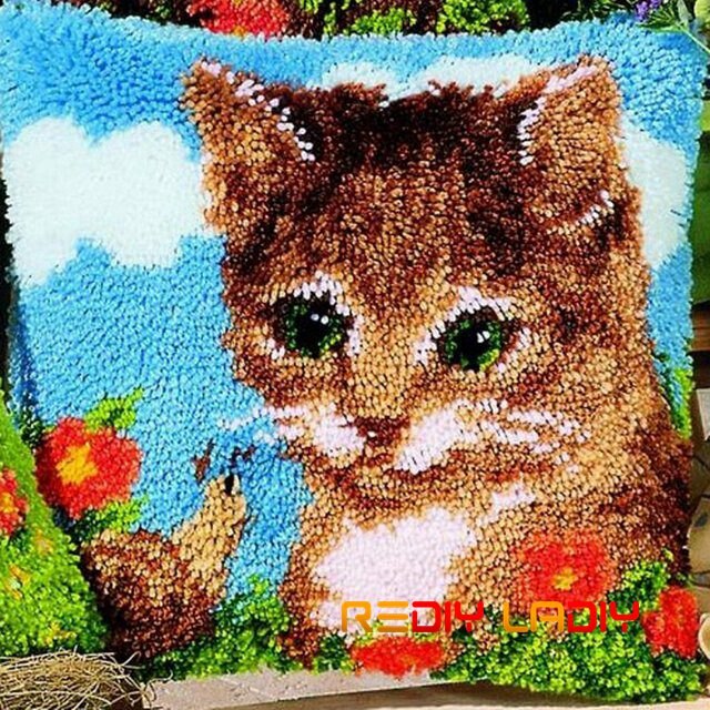 Kit de crochet à loquet animaux hibou housse de coussin toile pré-imprimée bricolage fil crochet artisanat taie d'oreiller taille 43 x 43cm coussins de canapé-lit: Bz829