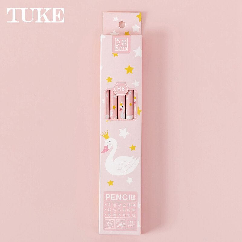 10Pcs Cute Cartoon Hb Standard Wooden Pencil Student Stationery Writing Drawing Pencils School Office Supply