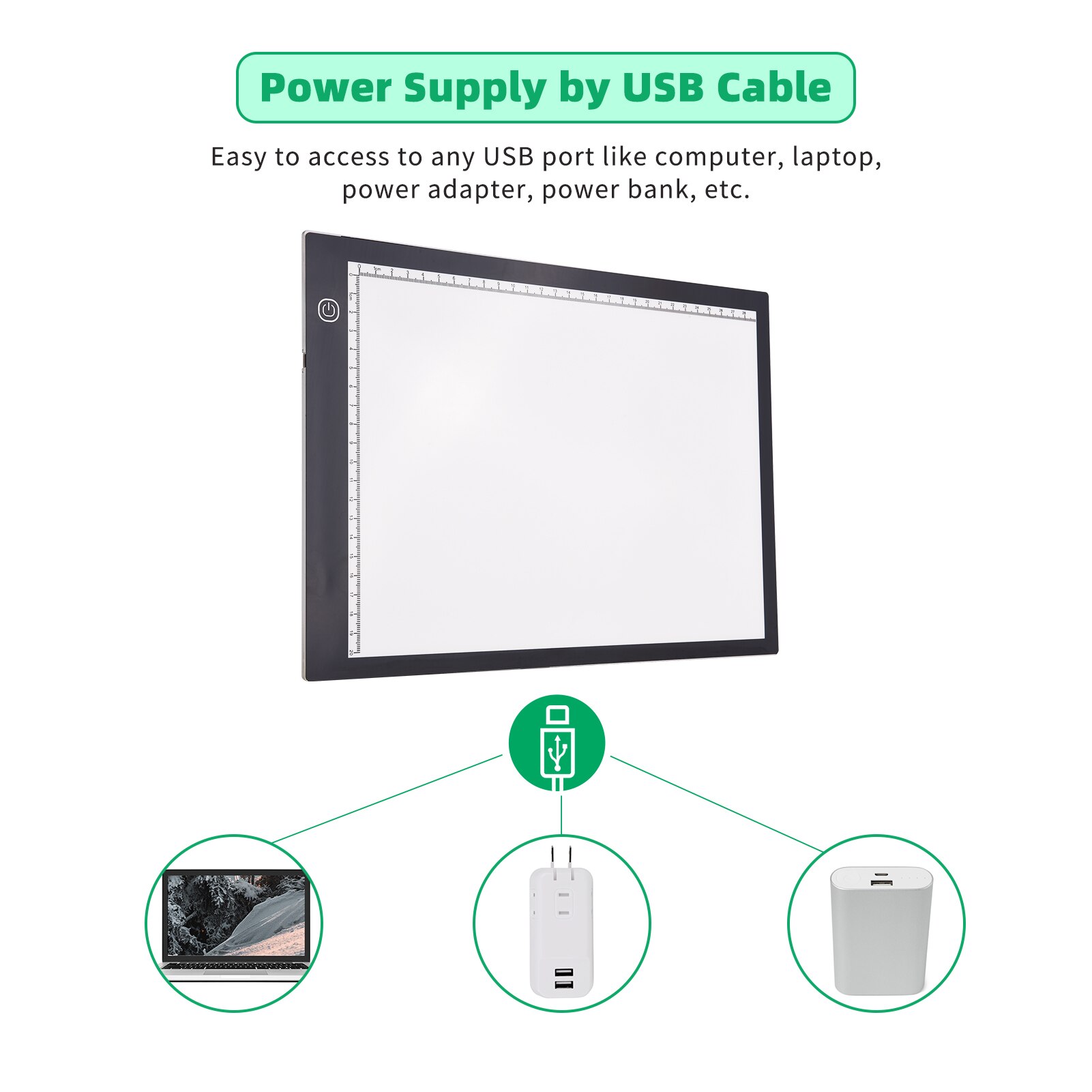 A4/A5 LED Light Pad Tracer 3mm Ultra-Thin Drawing Board Copyboard Stepless Dimming USB Powered with Scales Painting Supplies