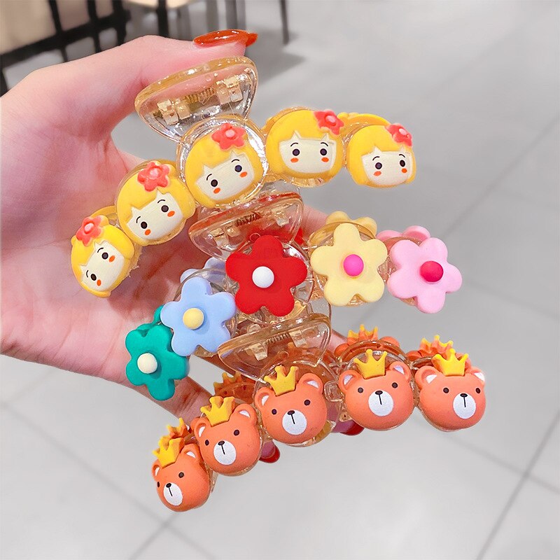Cute Cartoon Shark Clips Transparent Hair Claws Fruit Hair Crab Clamps Girls Flower Headwear Kids Hair Clip Child Hair Accessory