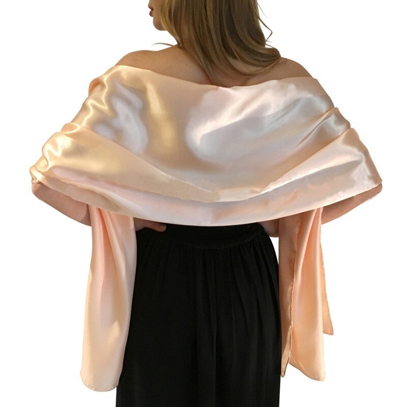 Élégante écharpe de mariage en Satin enveloppes de mariée 200*45 cm longueur châle de fête de mariage printemps nouveauté: Ivoire