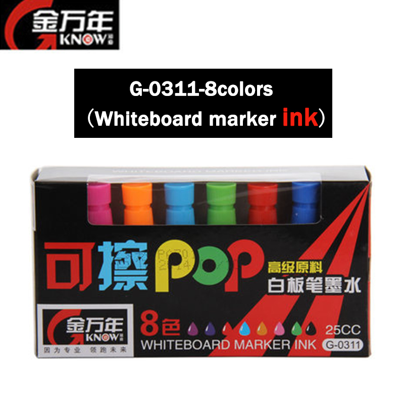 WISSEN Pop Whiteboard Marker/Tinte 8 Farben 5/12mm Wasser-basierend Wiederholt Füllung Löschbaren Stift Werbung/Poster Stift G-0622/0625/0311: G-0311-8Farben