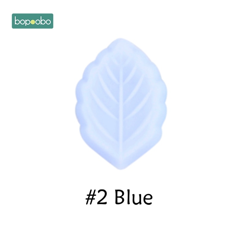 Bopoobo 5pc Silikon Perlen Blatt sehr klein Stange BPA FREI Silikon Beißringe Baby Spielzeug Silizium Perlen DIY Baby Zahnen Silikon nagetier: Blau Blatt