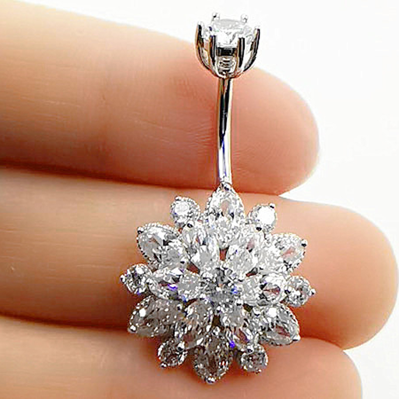 925 sterling sølv solsikke mave ring navle piercing smykker til kvinder