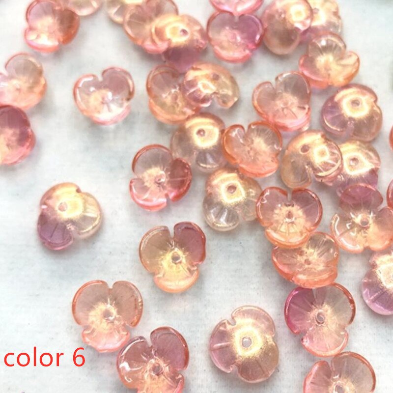 Perles en verre de cristal, couleur mixte, 10mm, en forme de fleur, pour bricolage, amples accessoires faits à la main, 20 pièces, y12573: color6