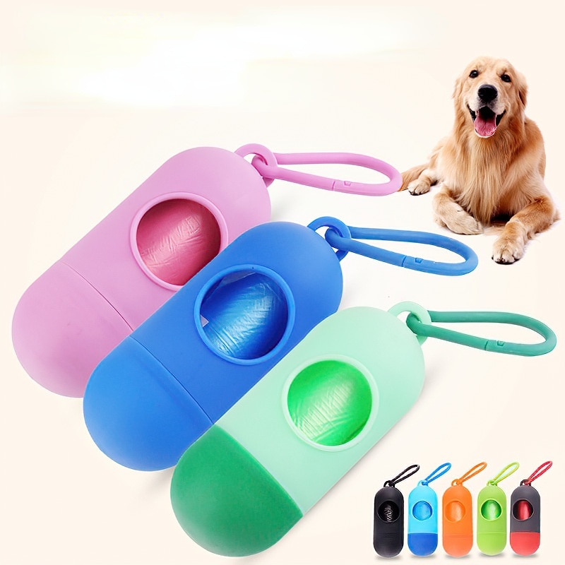 Conjunto de bolsas de basura para perro, caca de perro no tóxico para soporte seguro, suministros para mascotas, dispensador de bolsas portátiles de limpieza, bolsas de basura para recoger el inodoro