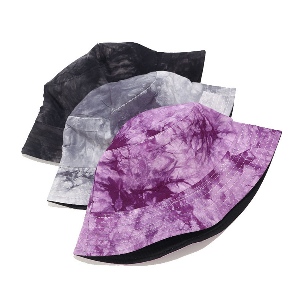 Vrouwen Tie Dye Emmer Hoed Unisex Solid Dunne Katoenen Visser Hoed Vrouwelijke Festival Zomer Anti-Uv Cap Strand Bescherm Hoeden # D