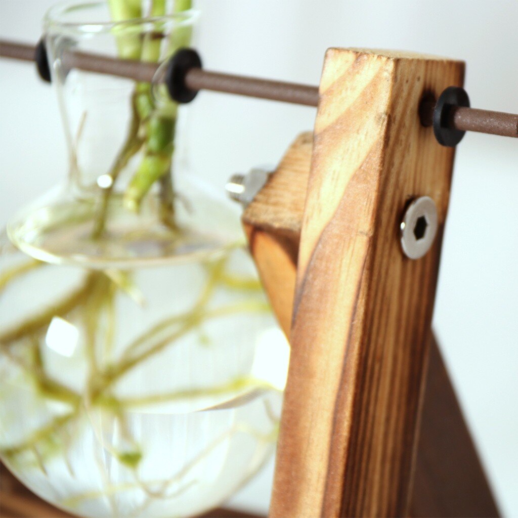 Bonsai Dekor blume Vase Werk transparent Vase Holzrahmen Vase Deko Glas Tabletop Pflanze blume geformt schüssel