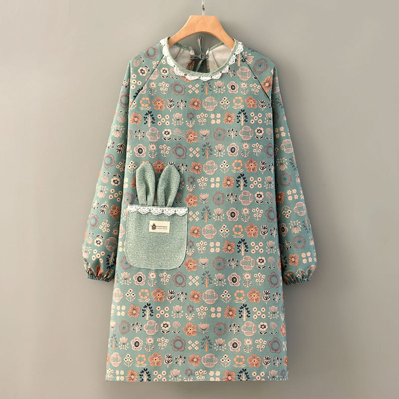 Kitchen Apron Household Cooking Smock Work Clothes Flower Printed: Yellow