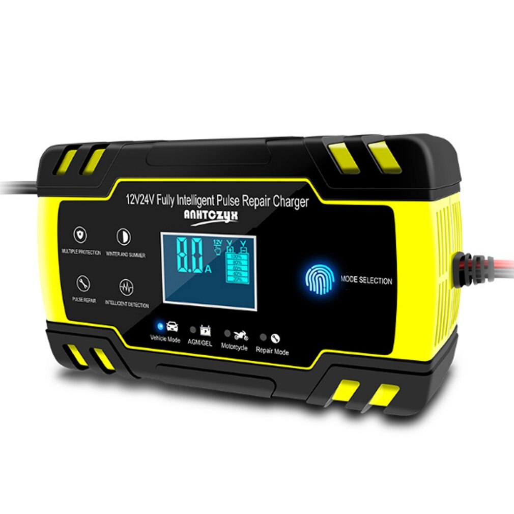 12V 8A / 24V 4A 6-150Ah LCD Car ATV Motorcycle Pulse Repair Battery Charger Automatic Battery Charging Device: Default Title