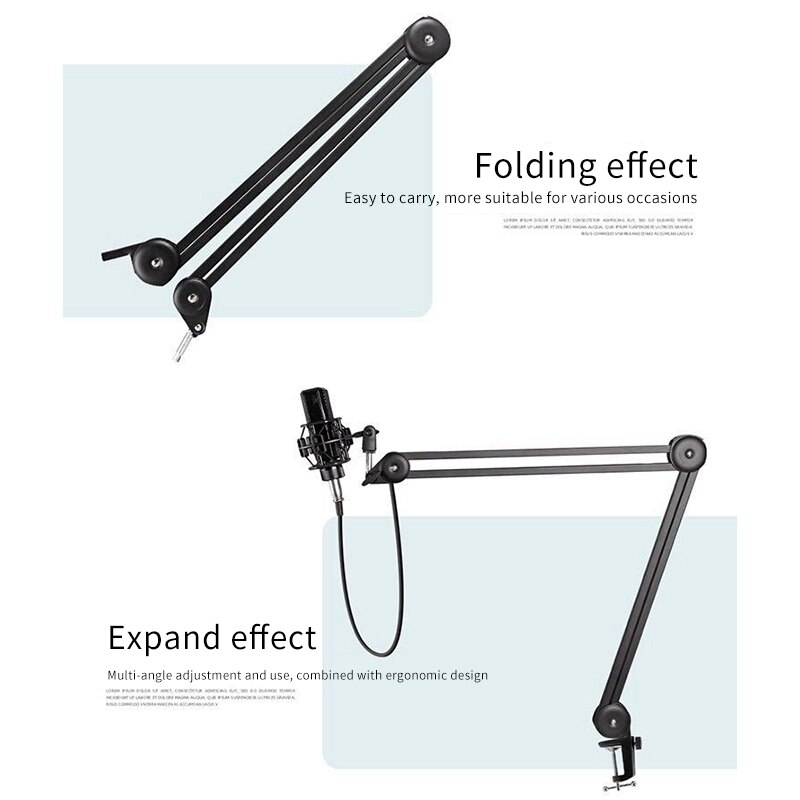 Microphone Arm Stand Heavy Adjustable Suspension Scissor Built-in Spring Mic Stand