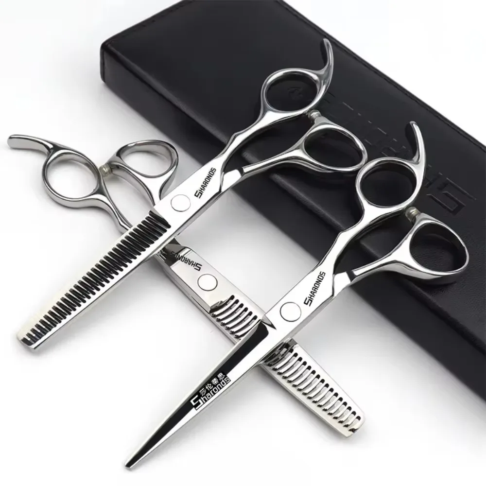 Cortapelos profesionales y auténticos, juego de corte de dientes planos, peluquería exclusiva con tijeras y cortapelos
