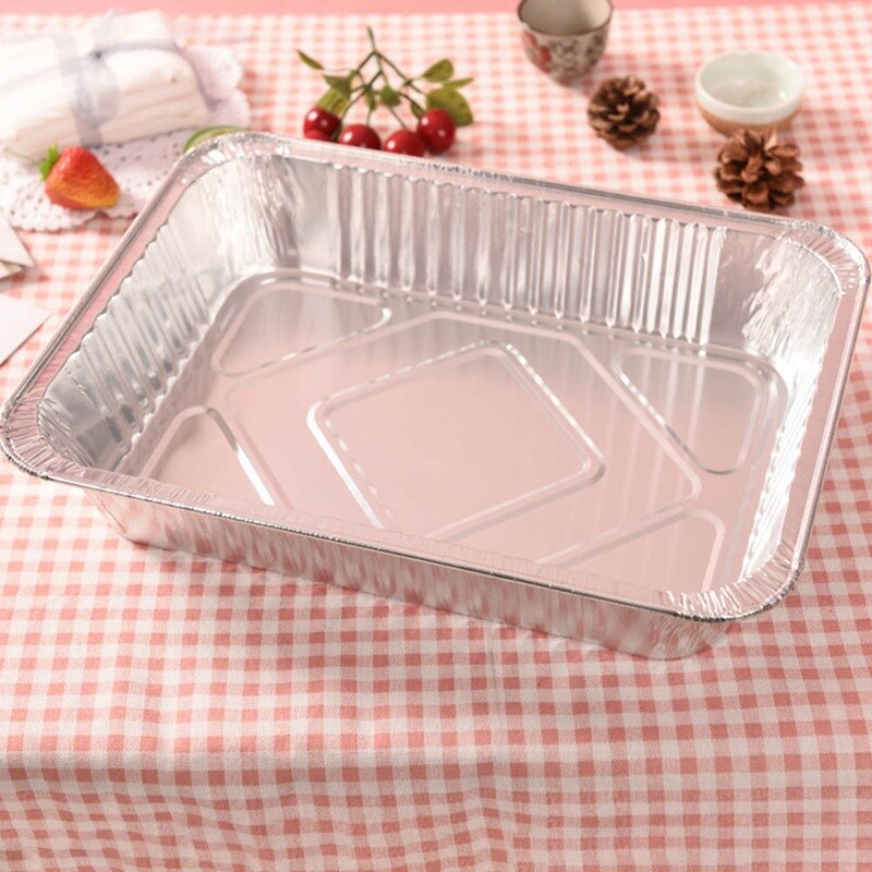10PCS Tin Foil Baking Tray Disposable Foil Tin Liners Grease Catch Pans Liner Trays Without Cover BBQ Accessories BBQ Aluminum