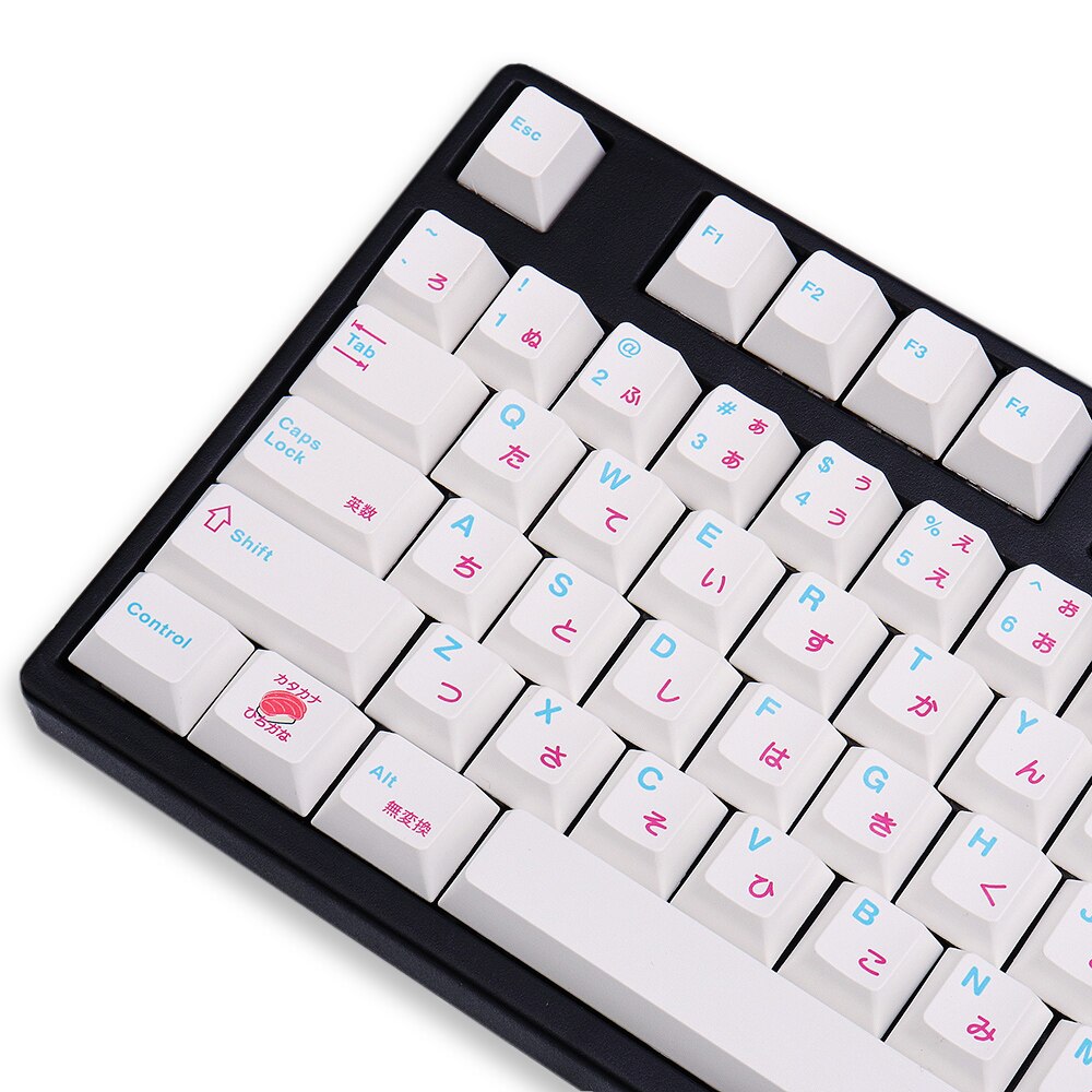 Tintura de perfil de cereza para teclado mecánico, tapa de tecla japonesa con tema Sushi blanco, estilo minimalista, 135 teclas, PBT