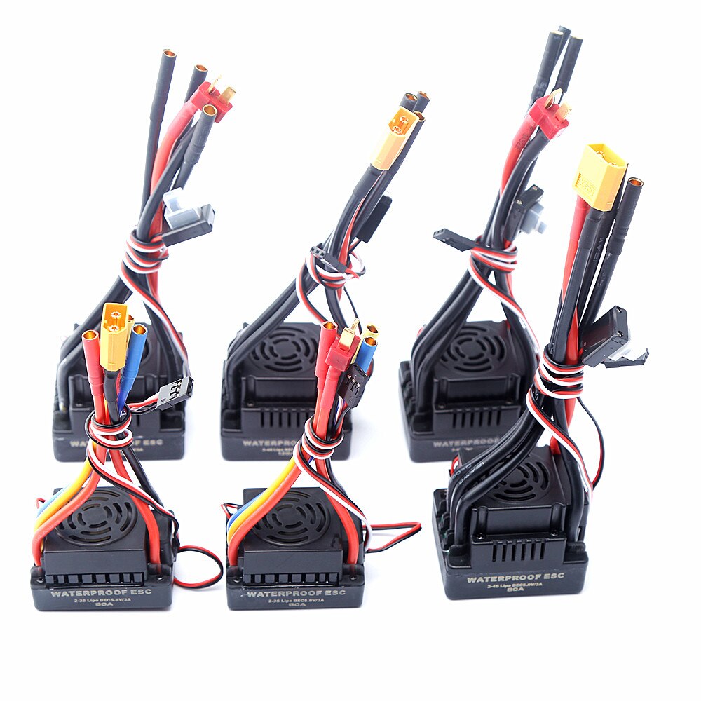Upgrade Sensorless 60A 80A 120A S-80A S-120A Brushless Waterproof ESC Electric Speed Controller with 5.5V / 3A BEC for RC Car