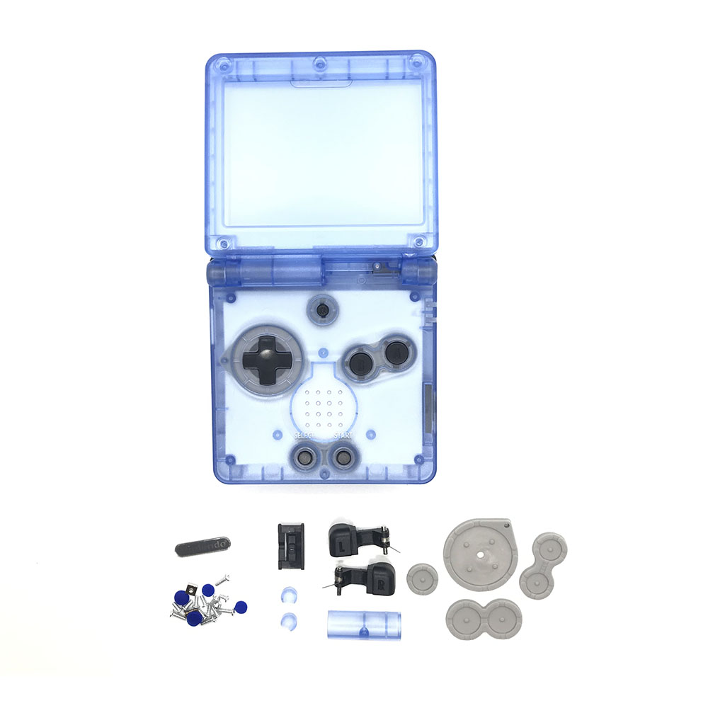 Clear Color Shell for GBA SP Shell For Gameboy Advance SP Console Shell Transparent Case With Buttons and Conductive pads: Clear Light Blue