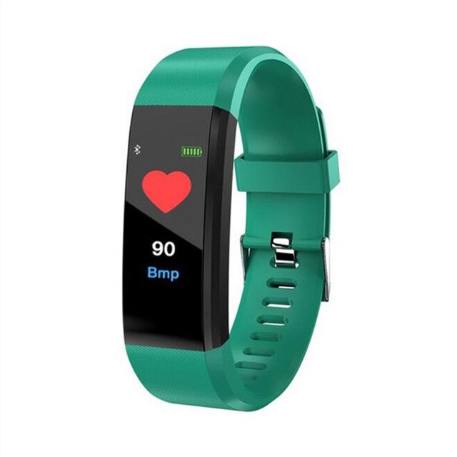 Bluetooth smart klocka män kvinnor blodtrycksmätare vattentät fitness tracker armband puls smartwatch för android ios: 115 plus grönt