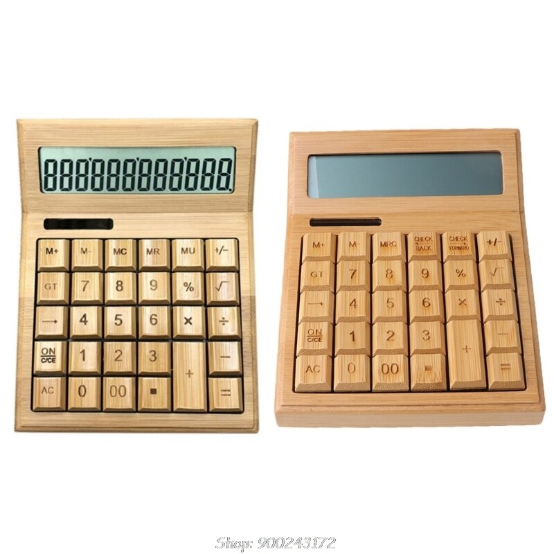 Functional Desktop Calculator Solar Power Bamboo Calculators with 12-digit Large Display D03 20