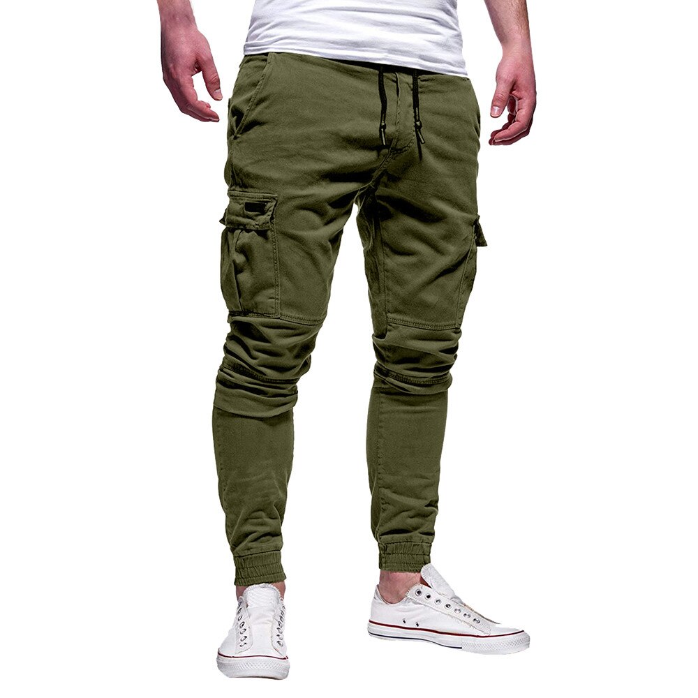 Men's Sport Pure Color Bandage Casual Loose Sweatpants Drawstring Pant: AG / XL