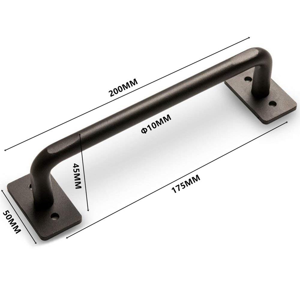 Black Carbon Steel Heavy Duty Wood Sliding Barn Door Pull Handle: BA015-196mm