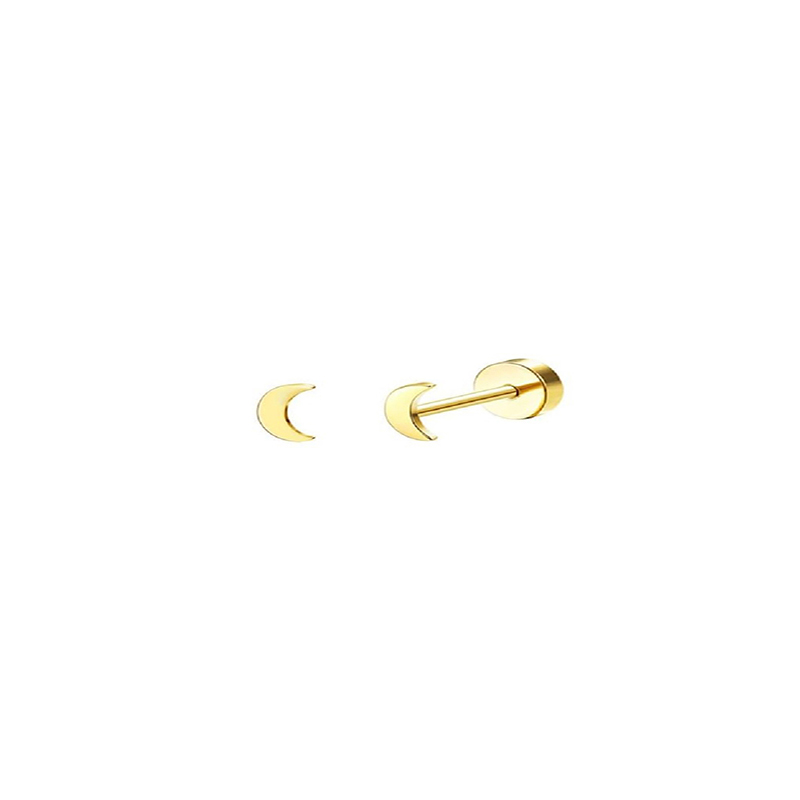 2 uds. Pendientes delicados de acero inoxidable con parte posterior plana para mujer, pendientes de cartílago de , pendientes de aro pequeños Huggie, joyería: COLOR ORO ROSADO