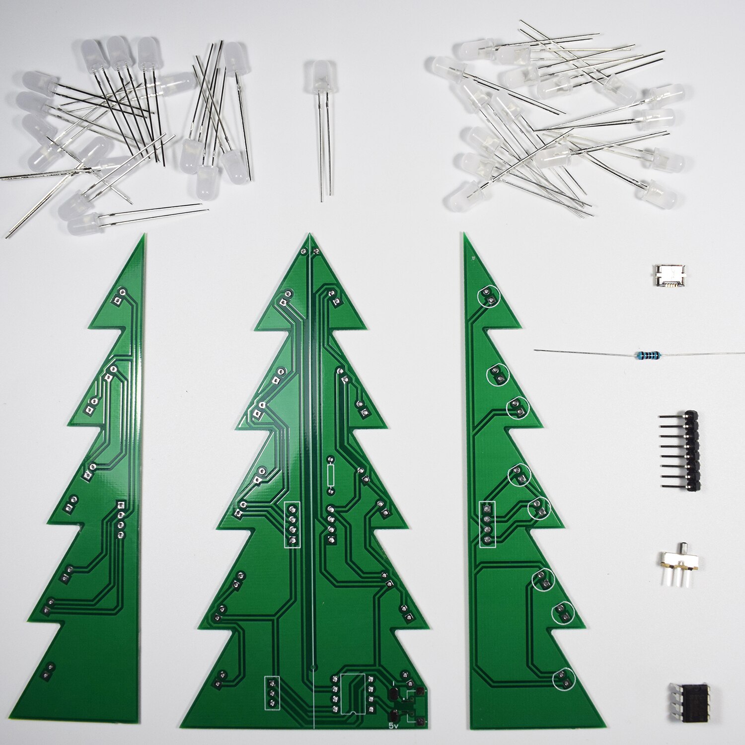 Diy Ster Knipperende 3D Led Decoratie Printplaat Kerstboom Elektronische Learning Kit