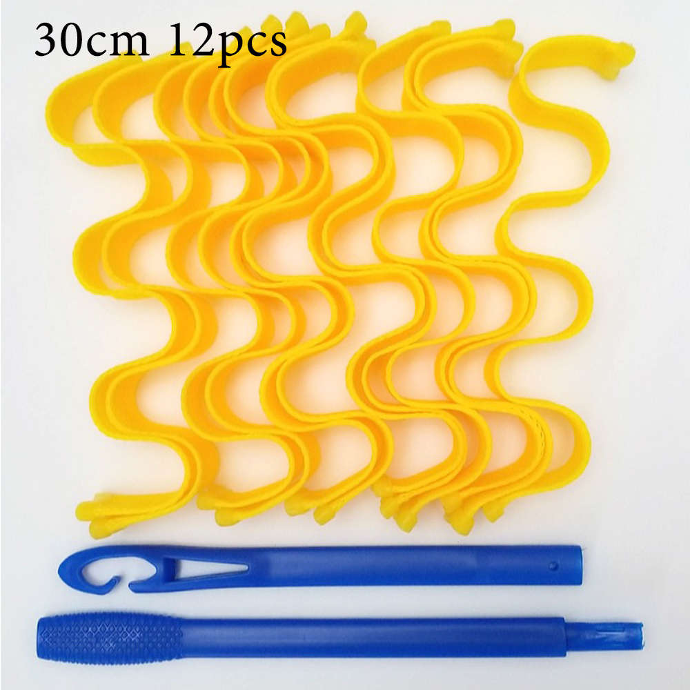 12 Stuks Magic Hair Curler Heatless Haar Rollen Wave Formers Krultang Loop Schoonheid Kapsel Roller Sticks Make Hair Styling Tools: All Yellow
