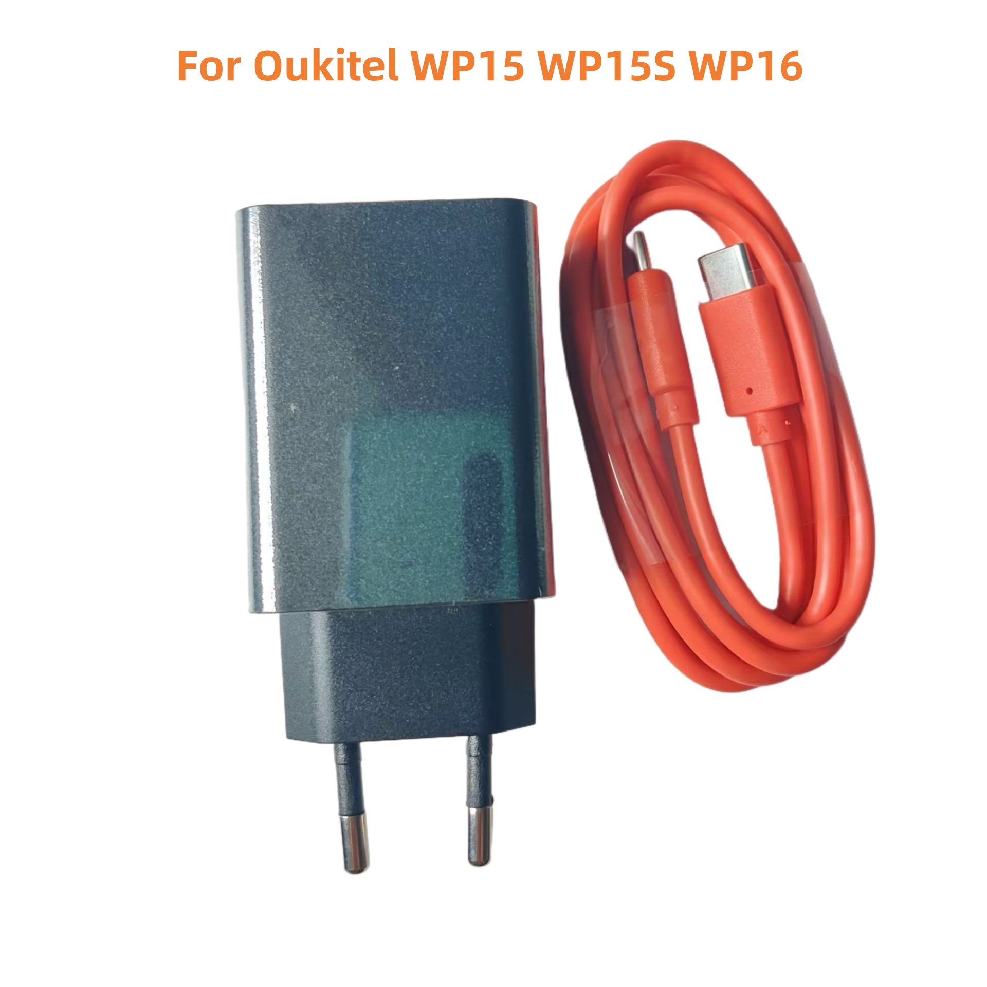 Adaptador de CA para teléfono Oukitel WP16, cargador de viaje, enchufe europeo, 5V, 2A +, Cable USB tipo C, Original,: Rosa