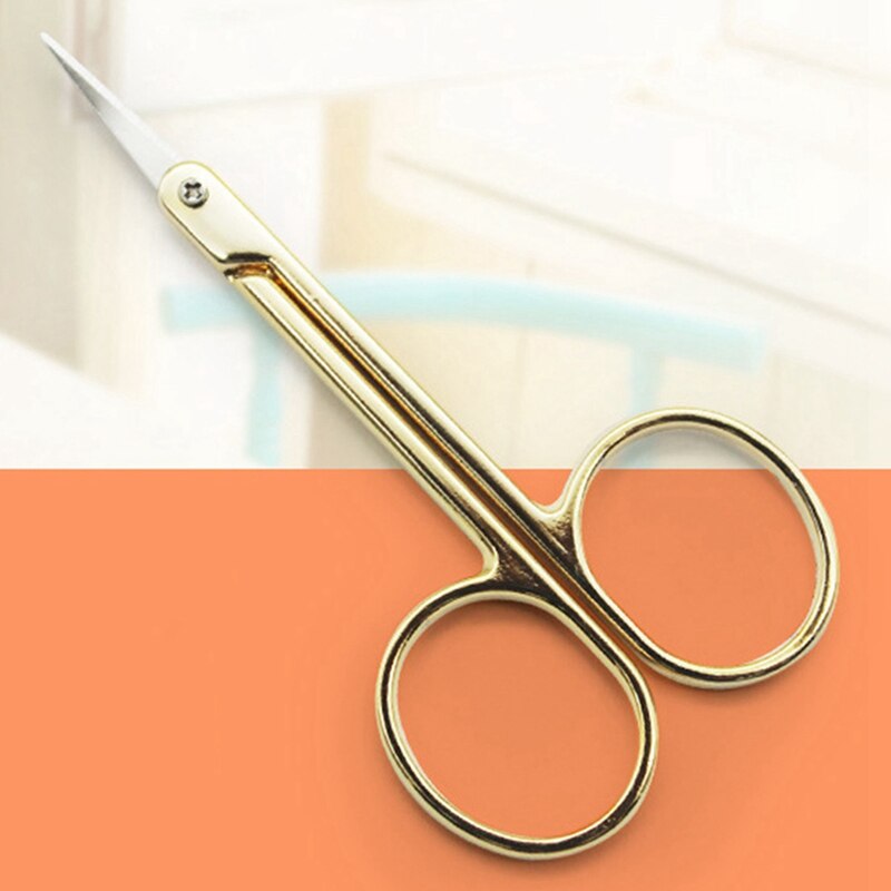 Tijeras de maquillaje para cejas, Punta curva de acero inoxidable, pequeñas, para manicura, tijeras elegantes