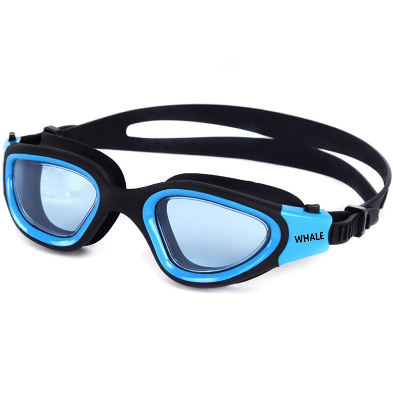 Klar linse svømmebriller voksen anti-tåge uv-beskyttelse til mænd kvinder vandtætte justerbare silikone svømmebriller i poolen: Blå