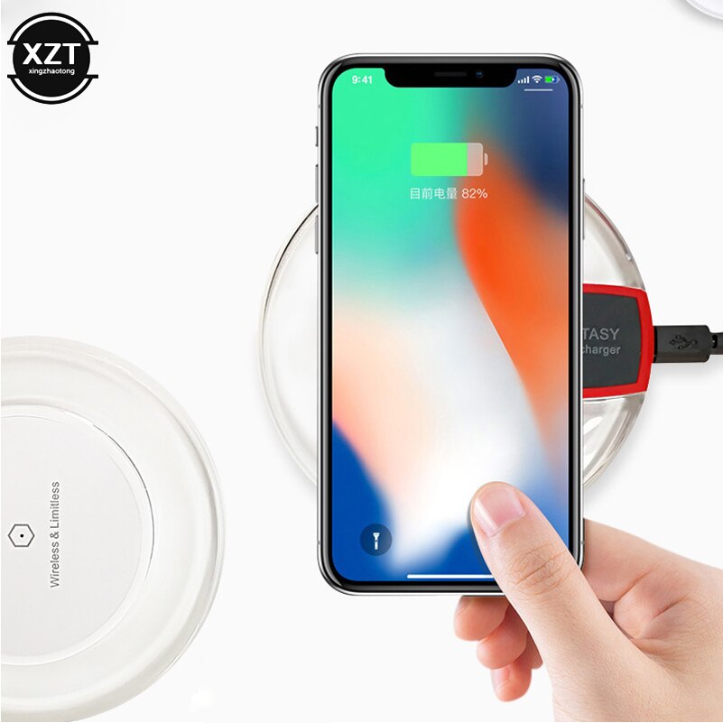 Ultra Thin Led Qi Wireless Charger Charging Pad Induction USB Charger Crystal for Samsung Huawei