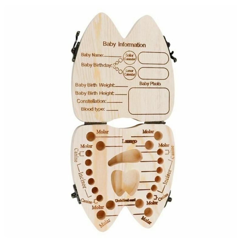 Baby Tooth Box Small Cute Wooden Milk Teeth Souvenir Kids Memorial Case Tooth Storage Birthday Growth Children' S5Z2