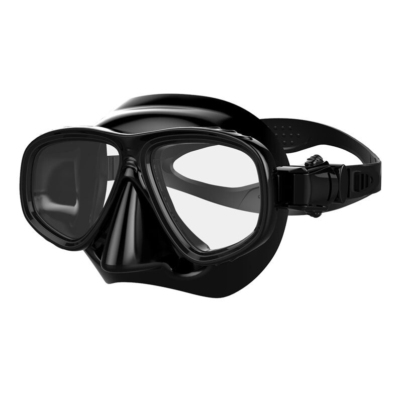 Hval voksen scuba diving briller maske silikone dykkerbrille undervands bjærgning scuba diving mænd kvinder stort stel svømmebriller: Sort