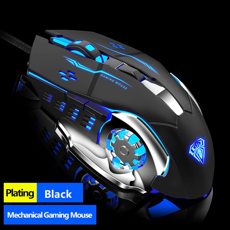 Gaming Mouse Marco Programmable Cool Lighting USB Optical Mouse Gaming for PC Laptop Computer