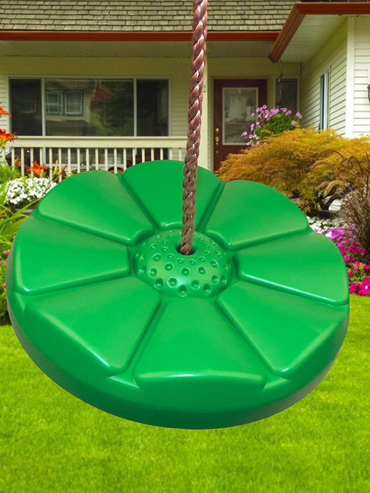 Tree Seat Swing For Kids Round Disc Swing With Adjustable Rope Carabiner Green Lotus Leaf Petals Shape Outdoor Indoor Climbing S