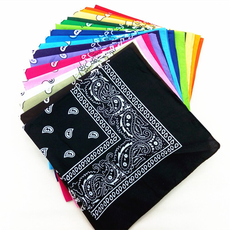 1Pc rouge Bandana chapeaux bandeau de cheveux cou écharpe bandes à poignet carré foulards imprimer mouchoir cheveux accessoires pour les femmes