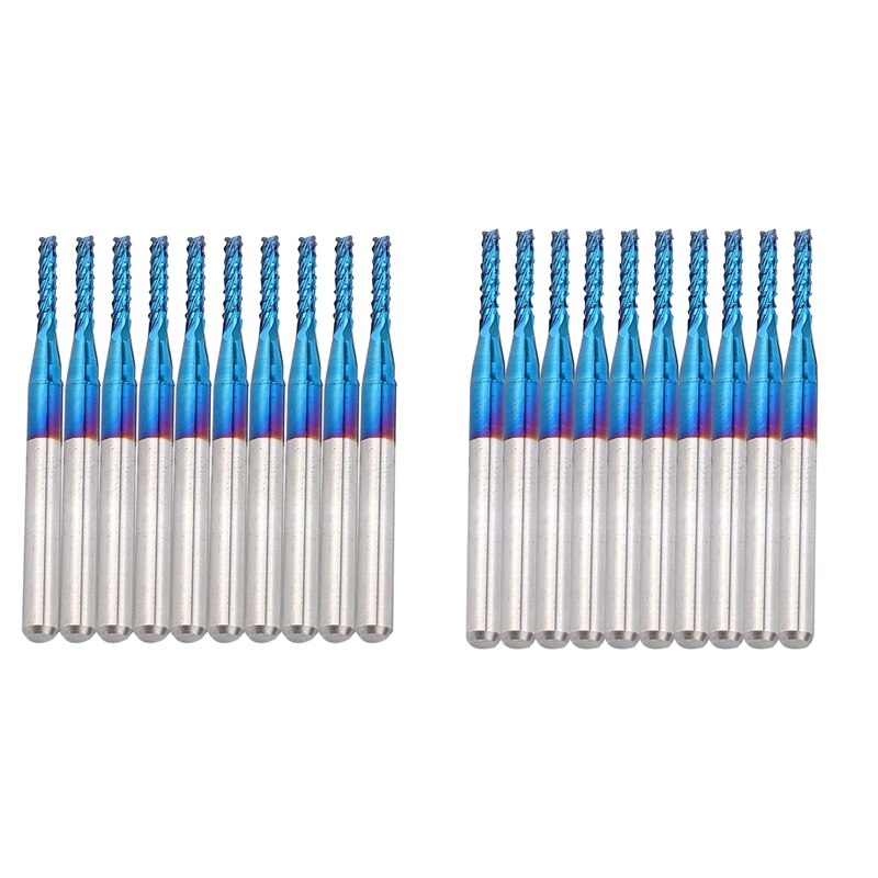 10Pcs Carbide Router Snijden Bit Blauw Corn End Mill Graveren Bit Voor Cnc Pcb Machines