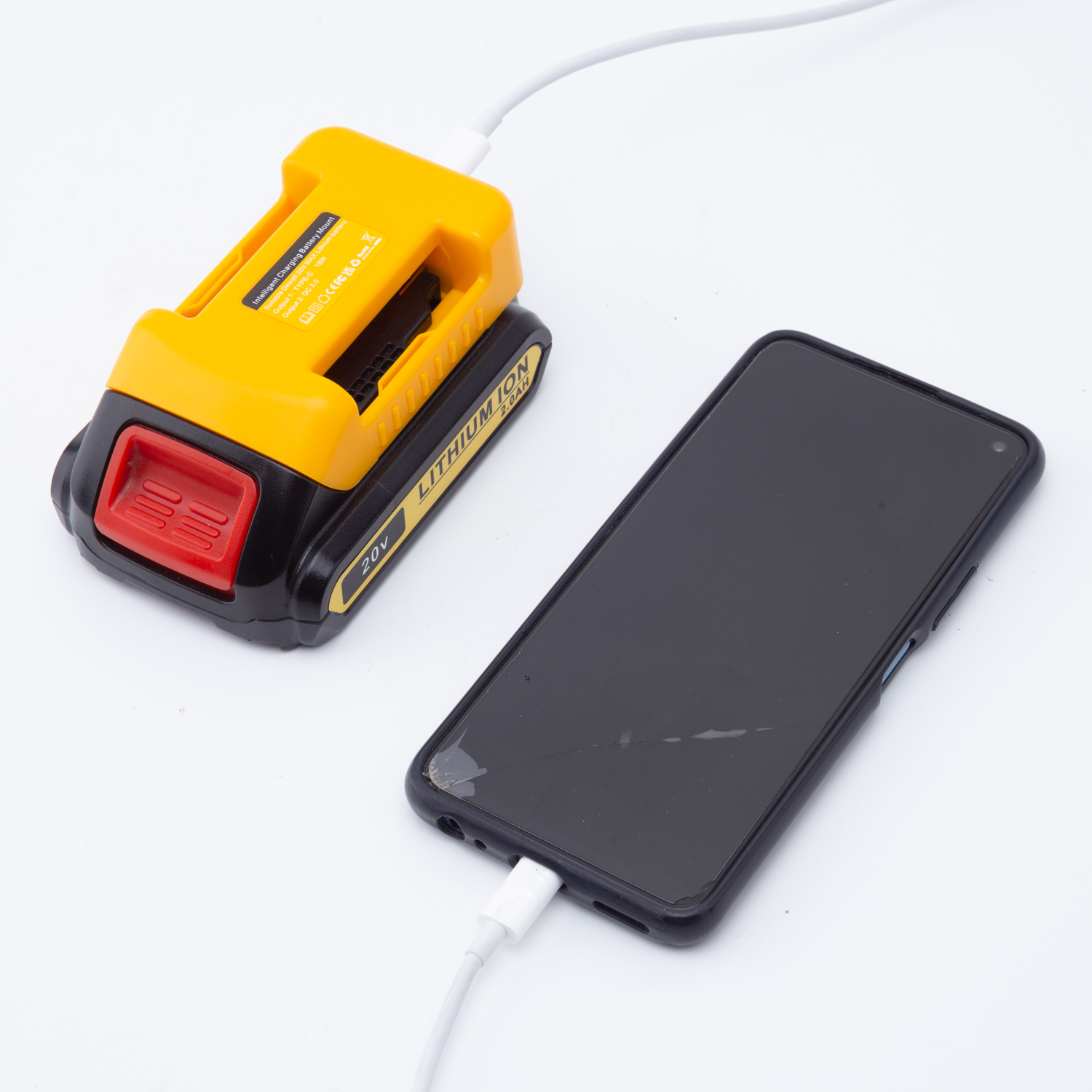 Chargeur de batterie externe pour batterie au Lithium DeWalt 18V avec USB avec type-c pour ordinateur portable téléphone portable charge rapide (sans batterie)