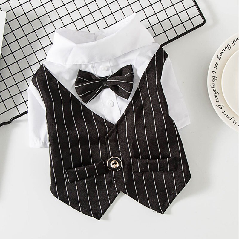 Beau Costume de fête pour chien et chat, vêtements solides à la , veste pour animaux de compagnie pour chats, petits chiens, vêtements de fête d'anniversaire et de mariage: S / Black